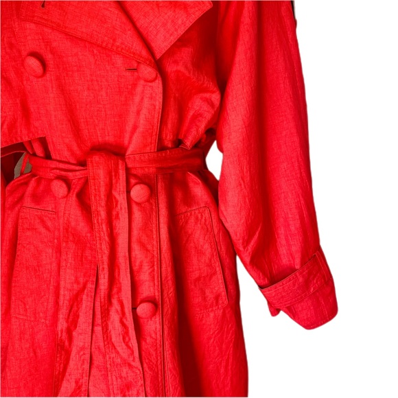 Vintage Belted Windbreaker Trench Shoulder Pads Size 12 - Picture 7 of 10